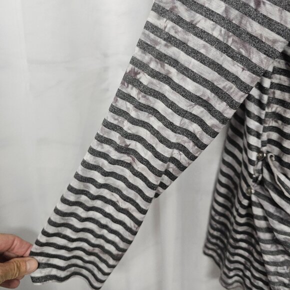 One World Gray Striped Grunge Cardigan Jacket Open Punk 2X NWT - Picture 3 of 13